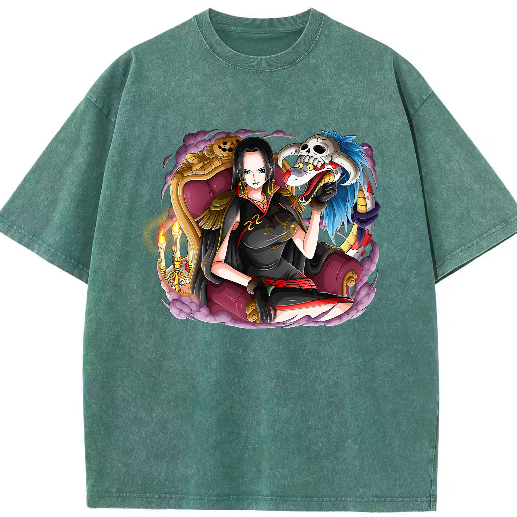 ワンピース ボア・ハンコック ONE PIECE Boa·Hancock 綿100% ヴィンテージ風 半袖Tシャツ（フロントプリント）